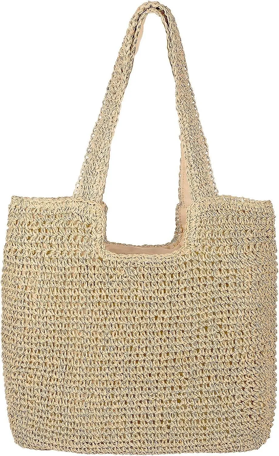 Straw Beach Bag Women Shoulder Bag Handmade Straw Bag Ladies Woven Bag Foldable
