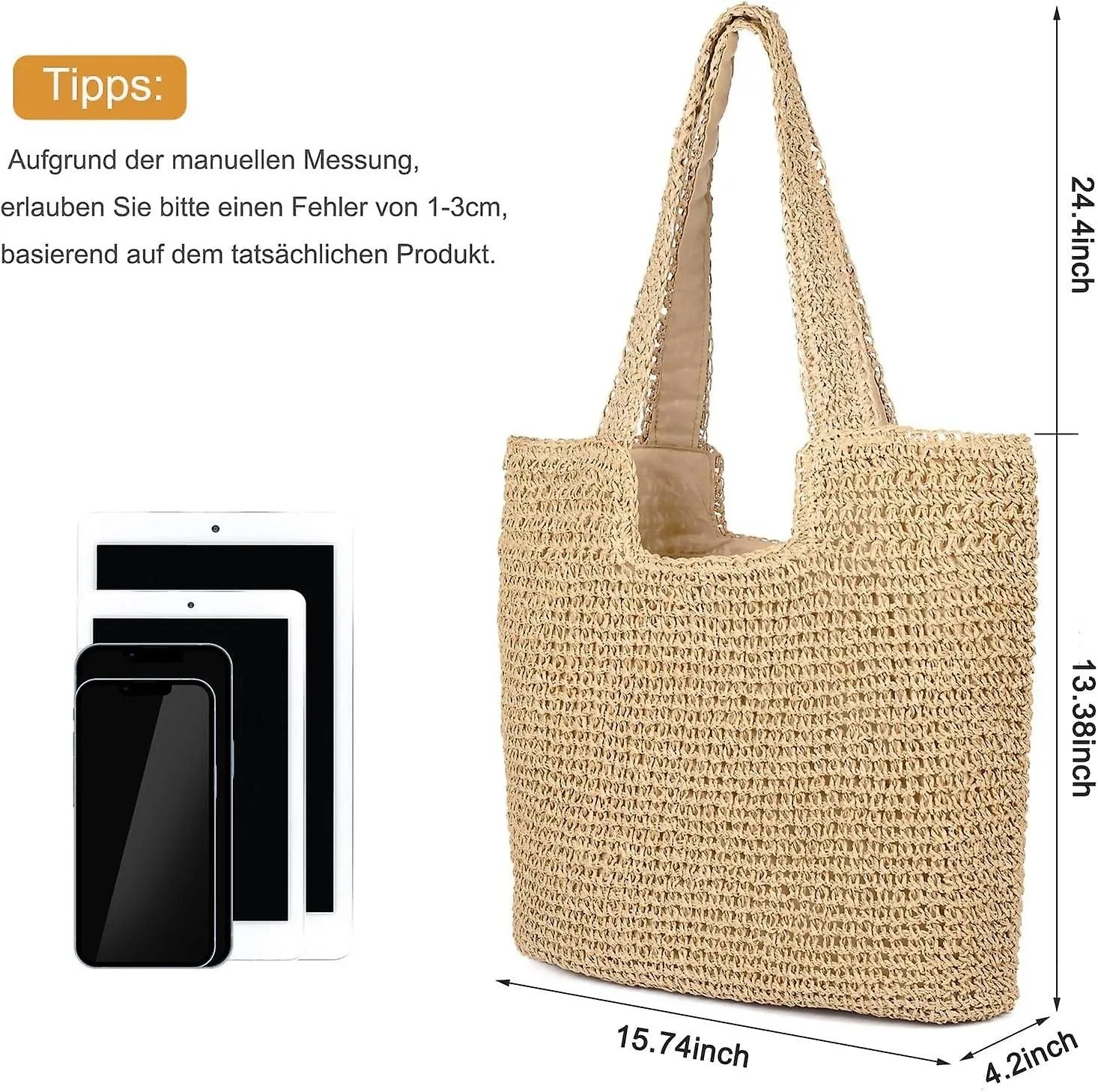 Straw Beach Bag Women Shoulder Bag Handmade Straw Bag Ladies Woven Bag Foldable