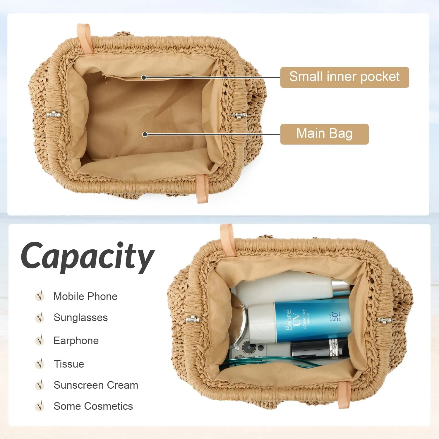 Straw Clutch Purses for Women Small Woven Dumpling Bag Summer Beach Clutch Wicker Crossbody Purses