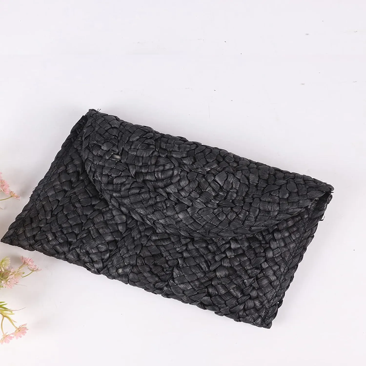 Straw Clutch Purses for Women Woven Straw Beach Handbag Envelope Rattan Clutch for Summer