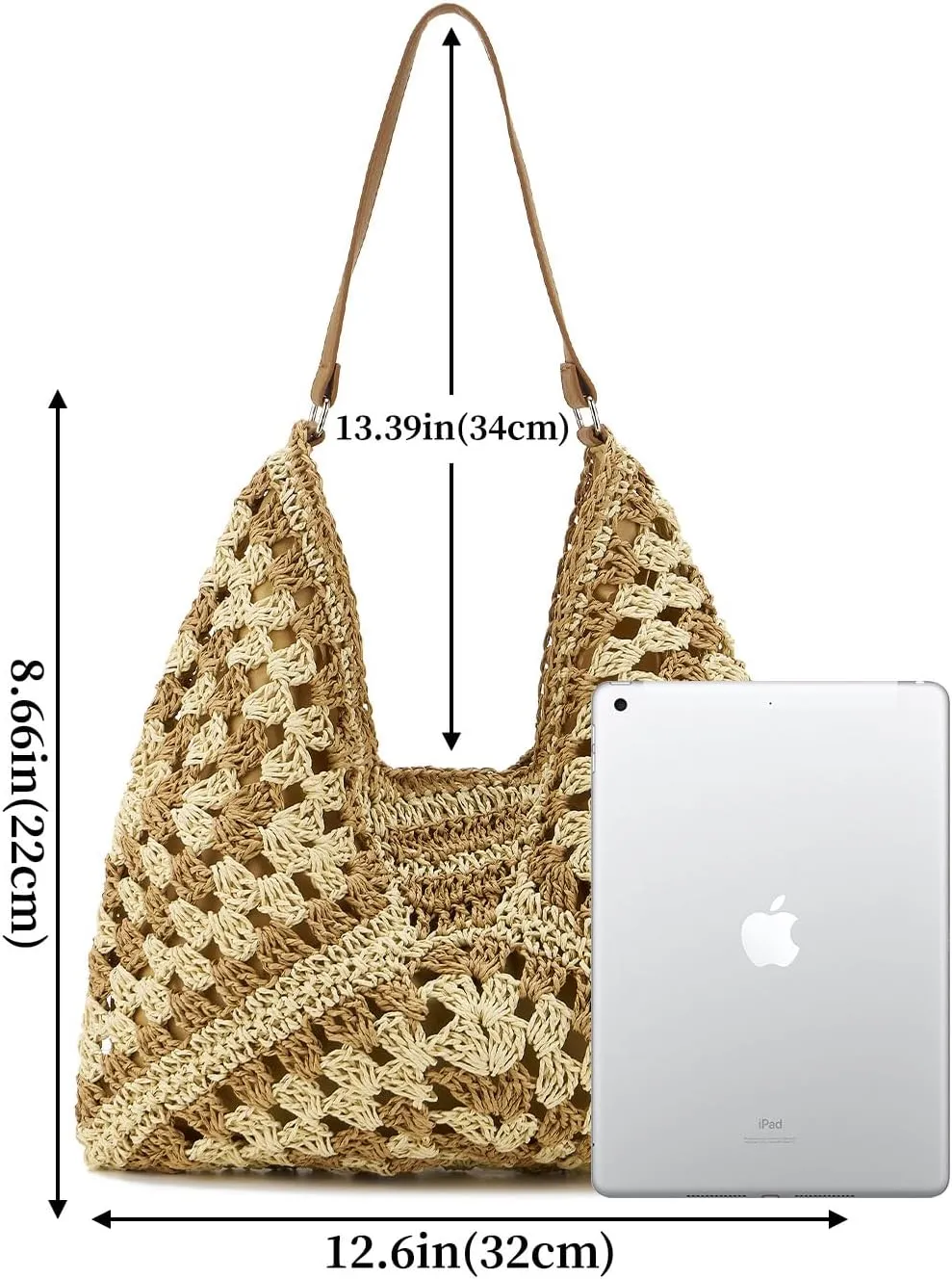 Straw Hobo Bags for Women - Summer Beach & Everyday Tote Shoulder Bags - Vintage Handmade Woven Handbags