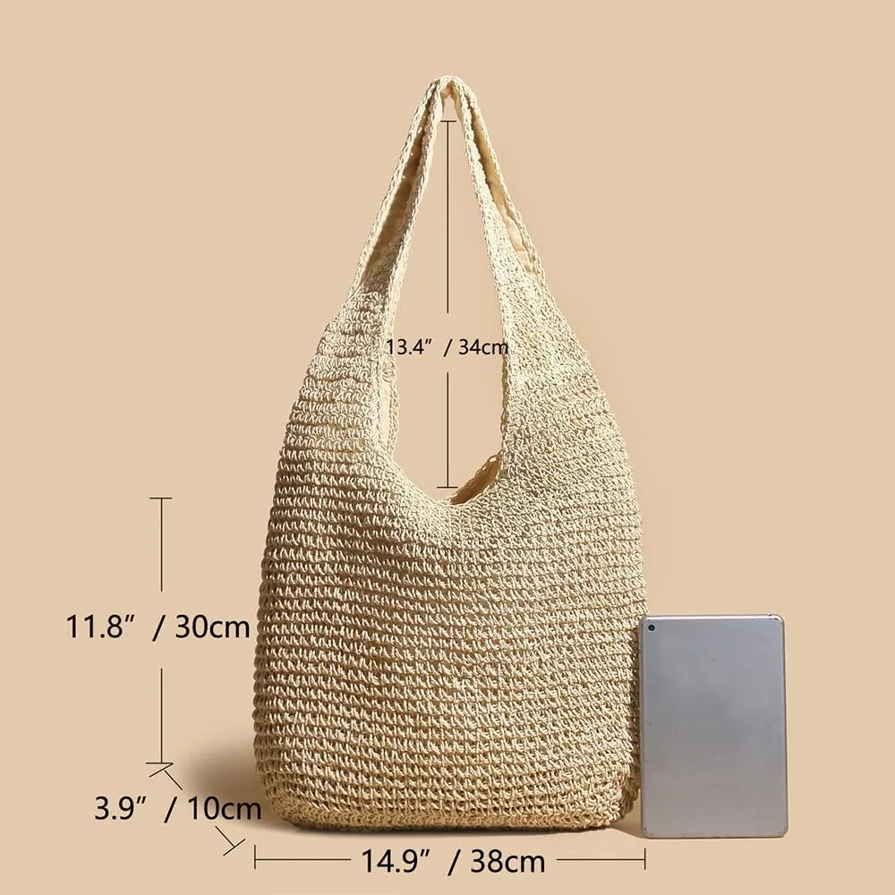 Straw Hobo Bags for Women Vintage Handbag Tote Bag Boho Crochet Beach Bag Trendy 2025 Handwoven Shoulder Bags Purse
