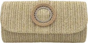 Straw Woven Clutch Purse 2025 Summer Boho Evening Handbag Chain Crossbody Bag Flap Envelope Vacation