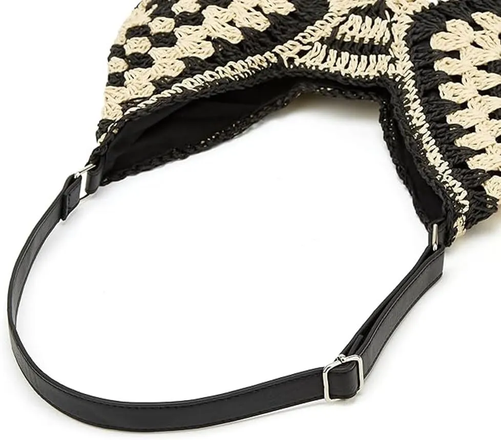 Straw Woven Hobo Bags for Women - Beach Travel Daily Use Shoulder Bag Handmade Tote Bag