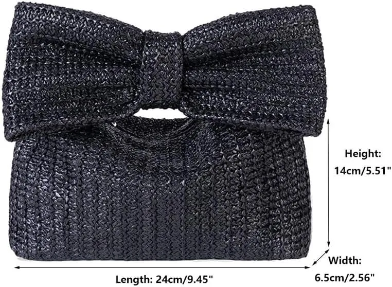 Straw Woven Purse Wallet Phone Clutch Purse Women's Bag and Purse Casual Money Coin Purse Bow Ladies Clutch Handbag
