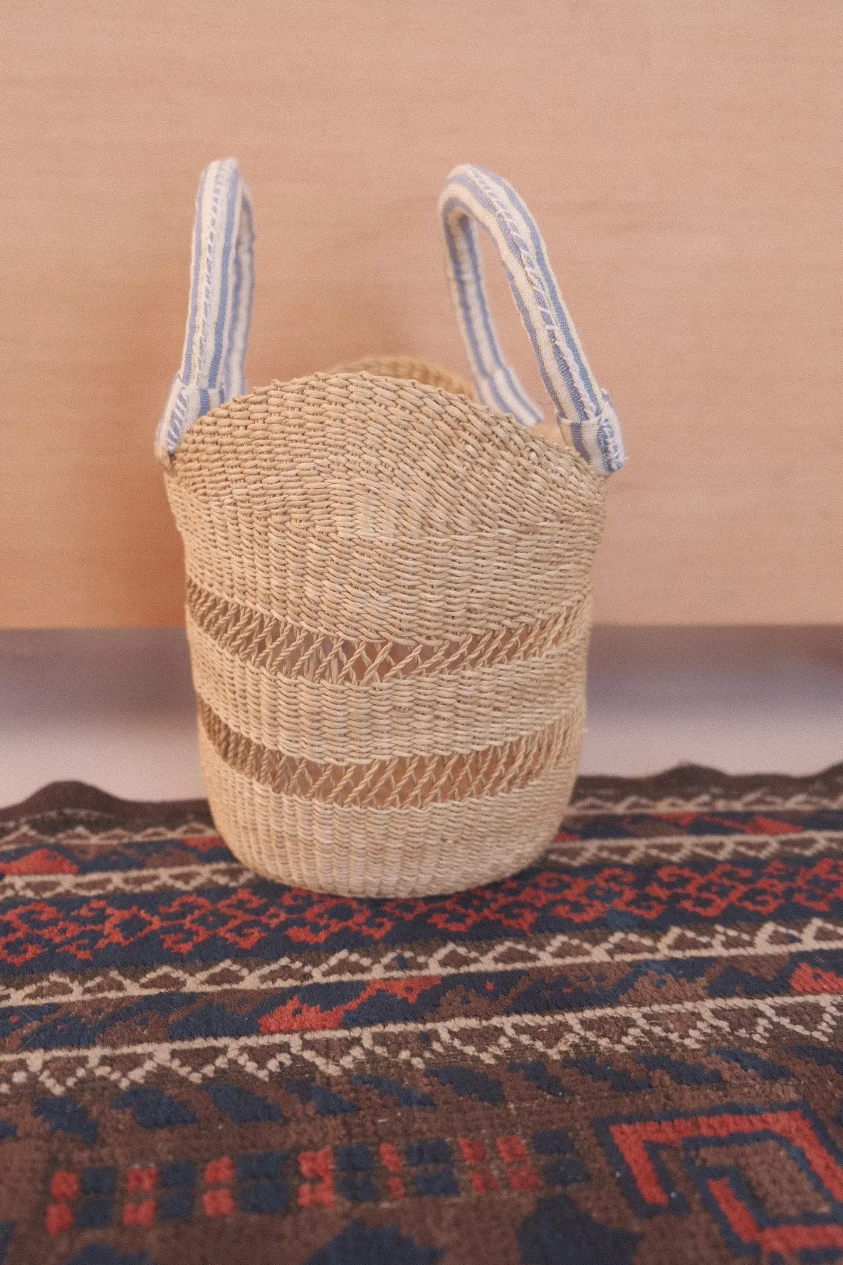 Striped Bolga Tote