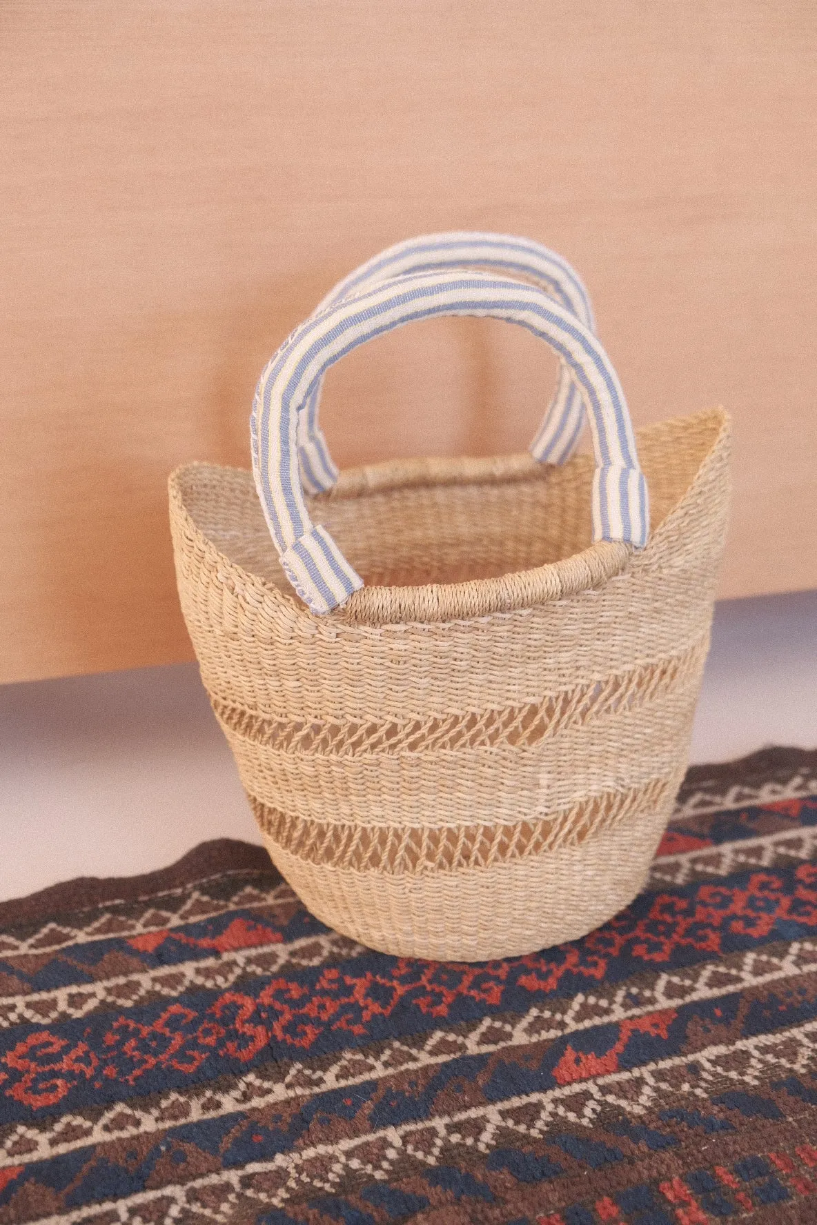 Striped Bolga Tote