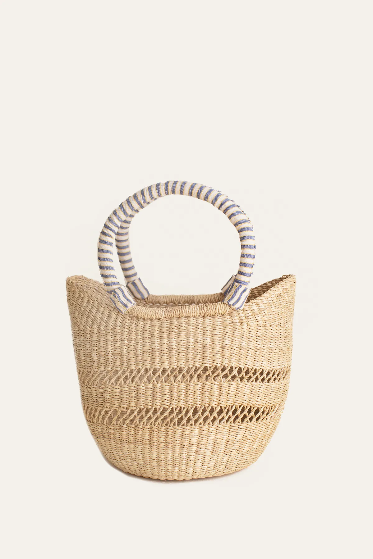 Striped Bolga Tote