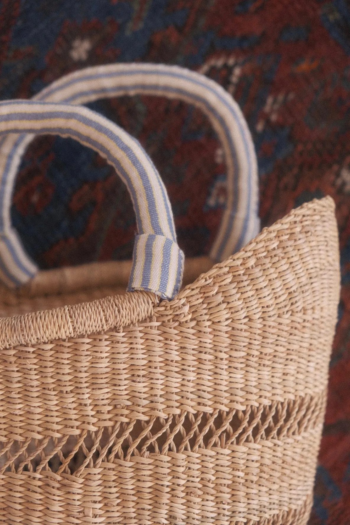 Striped Bolga Tote