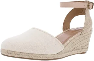 Style & Co. Womens Mailena Buckle Canvas Wedge Sandals Beige 7.5 Medium (B,M)