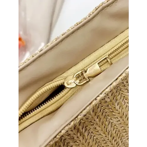 Stylish Straw Woven Tote Bag with Cream Straps for Summer Adventures