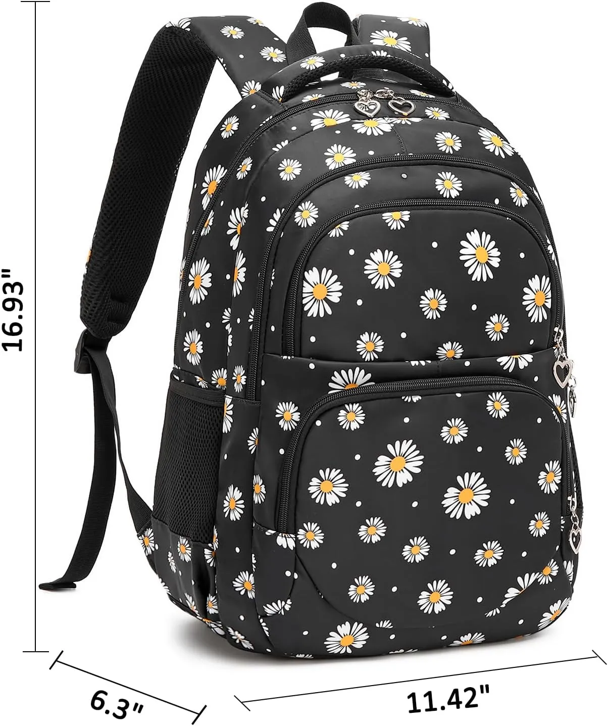 Sugaroom 3Pcs Daisy Printed Backpack with Lunch Box Kids Backpack for Girls Elementary Primary School Bag Bookbags for Teen Girls