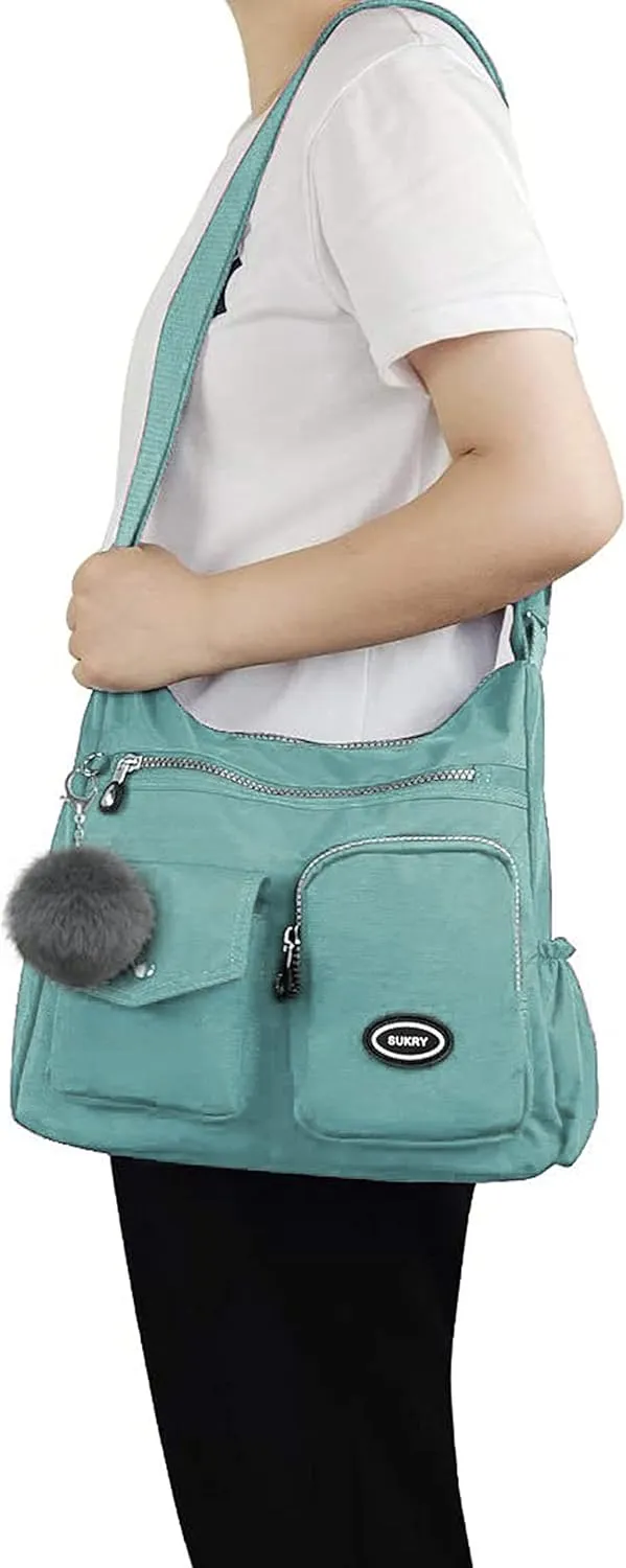 SUKRY Nylon Crossbody Bag for Women with Anti theft RFID Pocket, Waterproof Shoulder Bag Travel Purses and Handbag