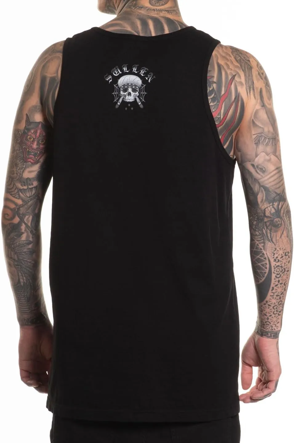 Sullen Men's Flipped Tank International Bro Day Tattoo Lifestyle Graphic Standard Sleeveless Tank Top Black
