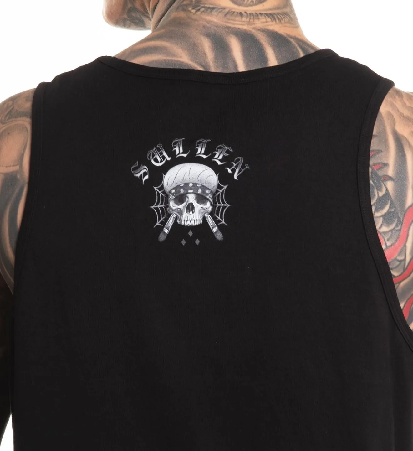 Sullen Men's Flipped Tank International Bro Day Tattoo Lifestyle Graphic Standard Sleeveless Tank Top Black