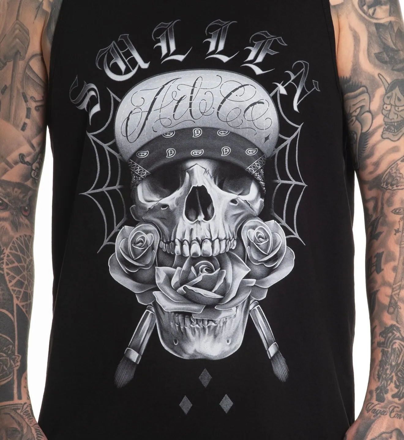 Sullen Men's Flipped Tank International Bro Day Tattoo Lifestyle Graphic Standard Sleeveless Tank Top Black