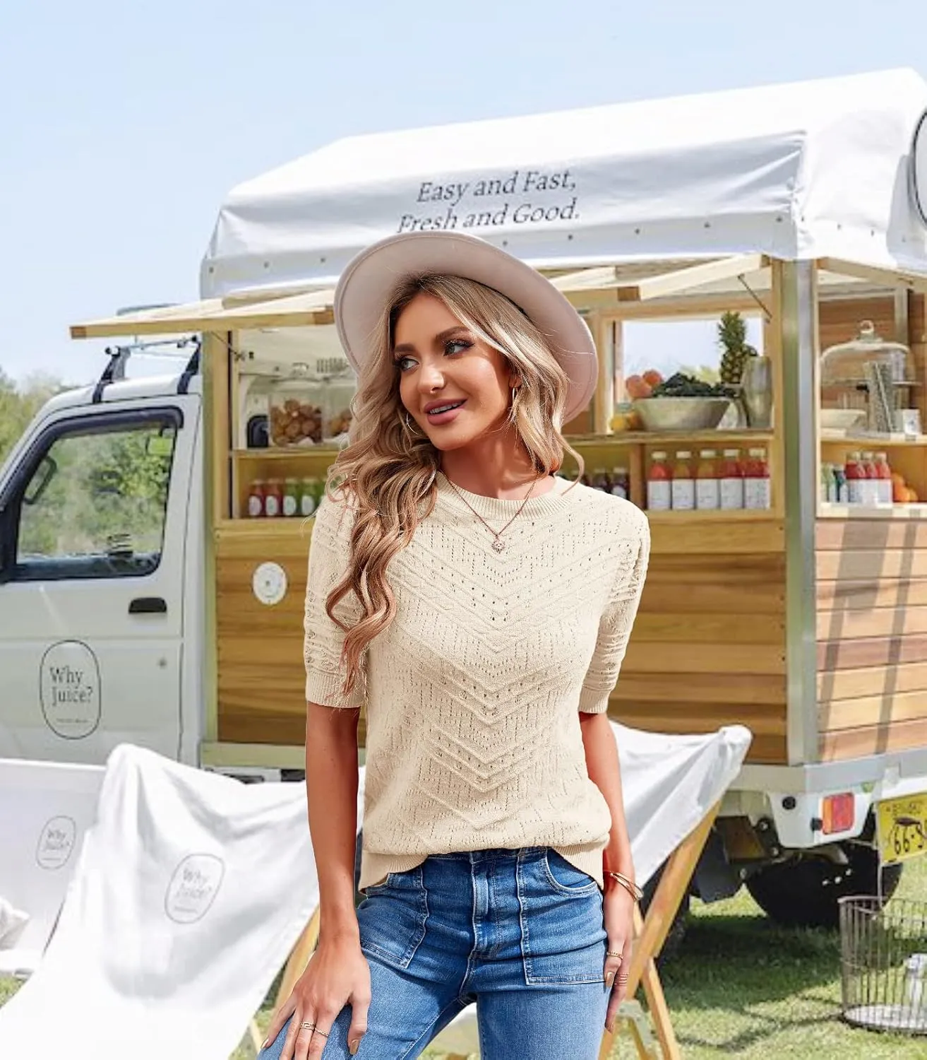 Summer Tops for Women Short Sleeves Pullover Sweaters Knit Blouse Cute Dot Sweater Shirt