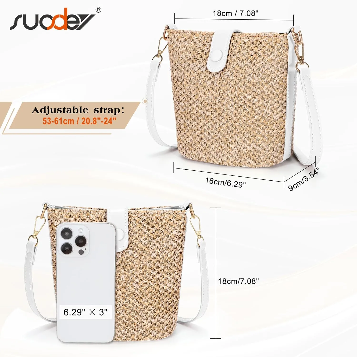 SUOSDEY Straw Crossbody Bag for Women Straw Beach Tote Bag Handbag Shoulder Purse for Women