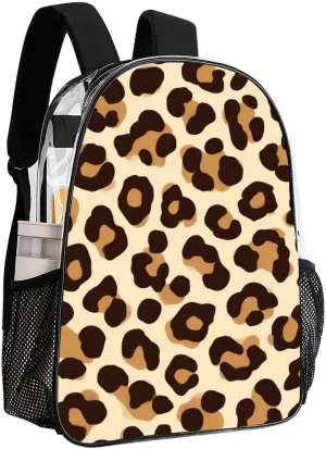 Supdreamc Shoulder Book Bags Anti-Theft Multipurpose Big Capacity Bookbag - Cool Cheetah Leopard Print Travel Hiking Backpack Transparent Bag