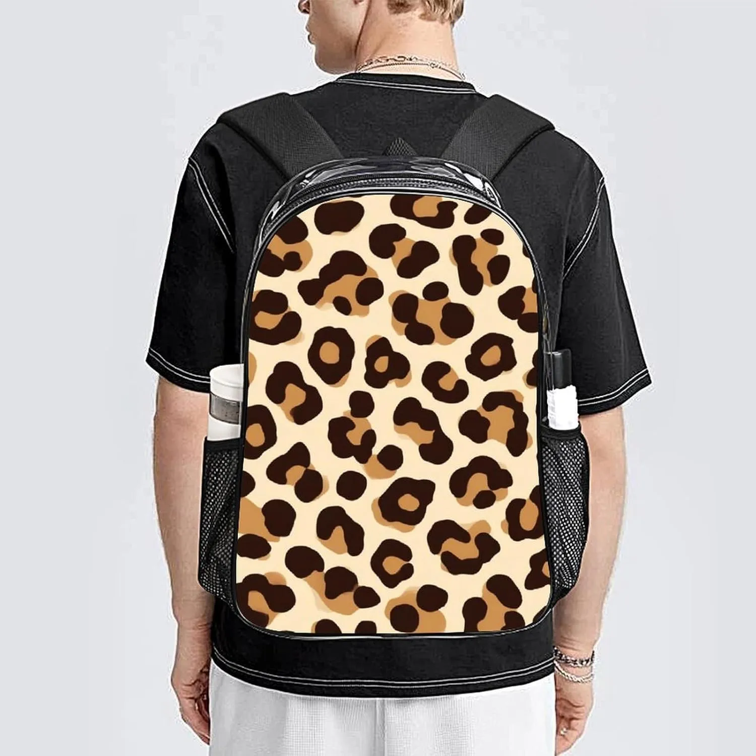 Supdreamc Shoulder Book Bags Anti-Theft Multipurpose Big Capacity Bookbag - Cool Cheetah Leopard Print Travel Hiking Backpack Transparent Bag