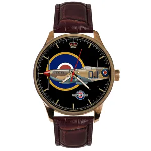 Supermarine Spitfire Fighter Aircraft RAF Roundel Concept Art Solid Brass WW-II Collectible Aviation Art Watch