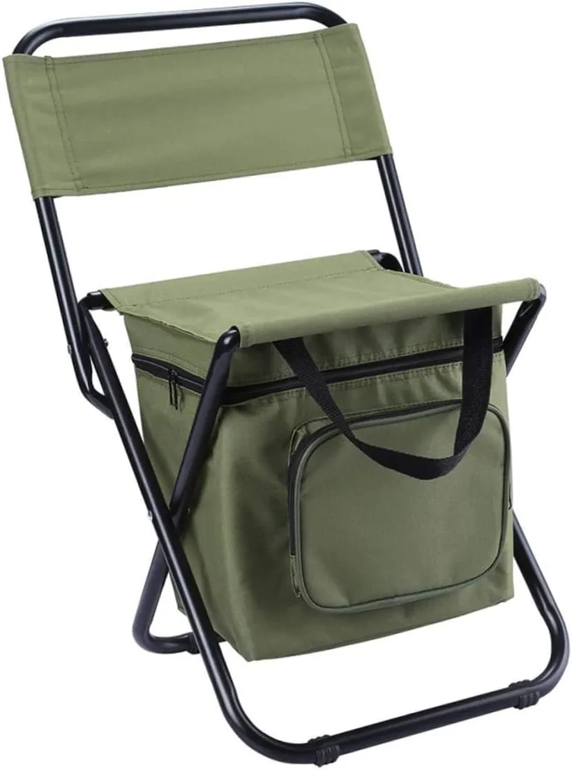 SUPVOX Foldable Outdoor Fishing Chair Portable Camping Stool Ice Pack Insulation Durable Oxford x Fixation 260kg Support