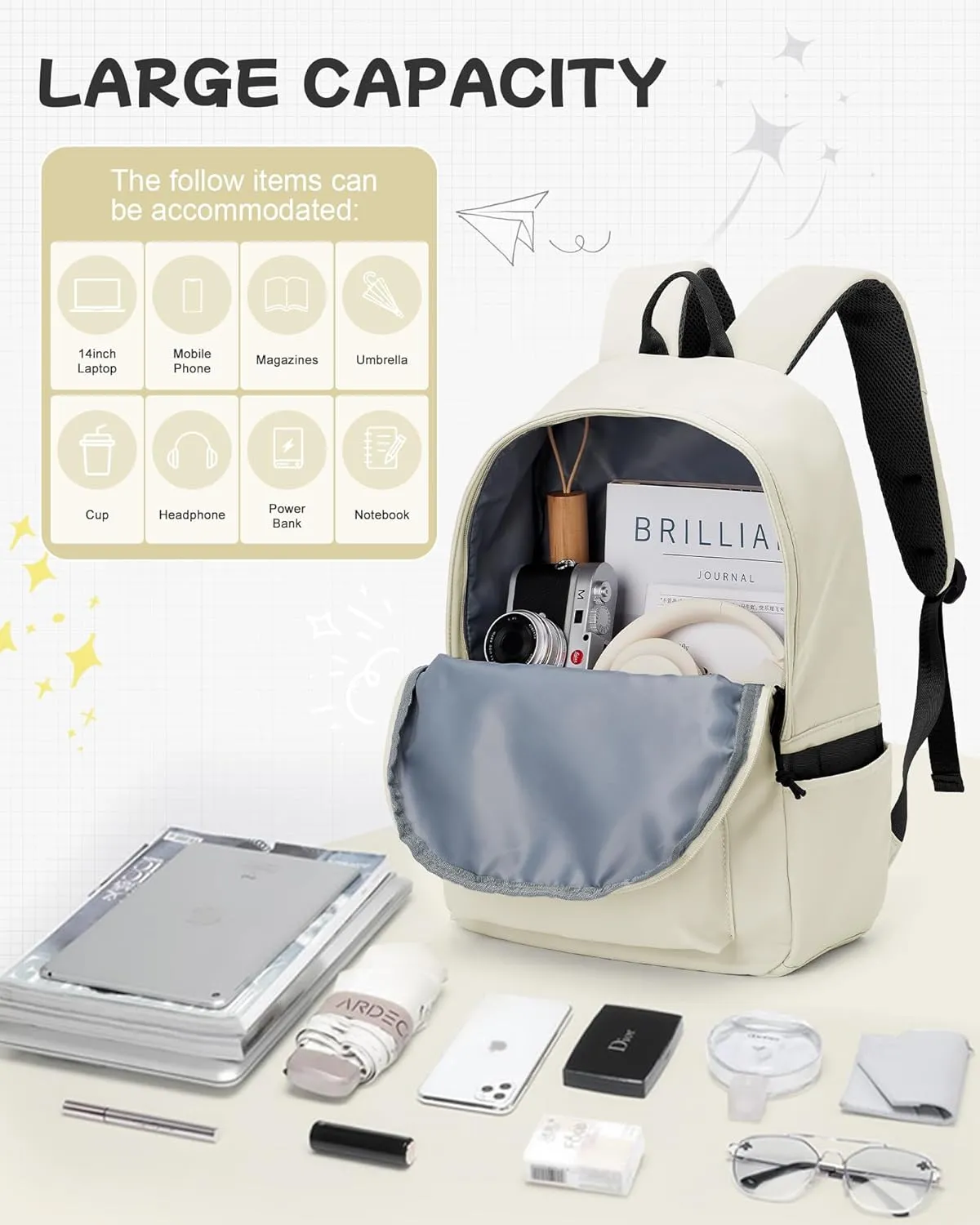 suradar School Backpack Middle High School Students Bookbag for Teens Girls Boy College Backpack for Women Men Casual Daypack