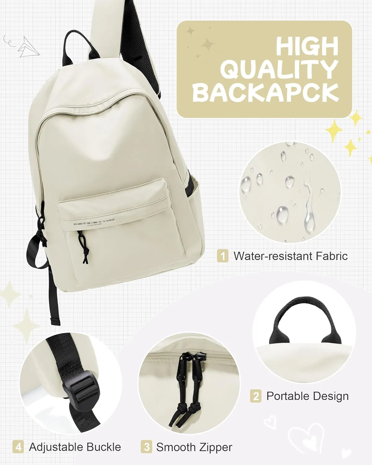 suradar School Backpack Middle High School Students Bookbag for Teens Girls Boy College Backpack for Women Men Casual Daypack