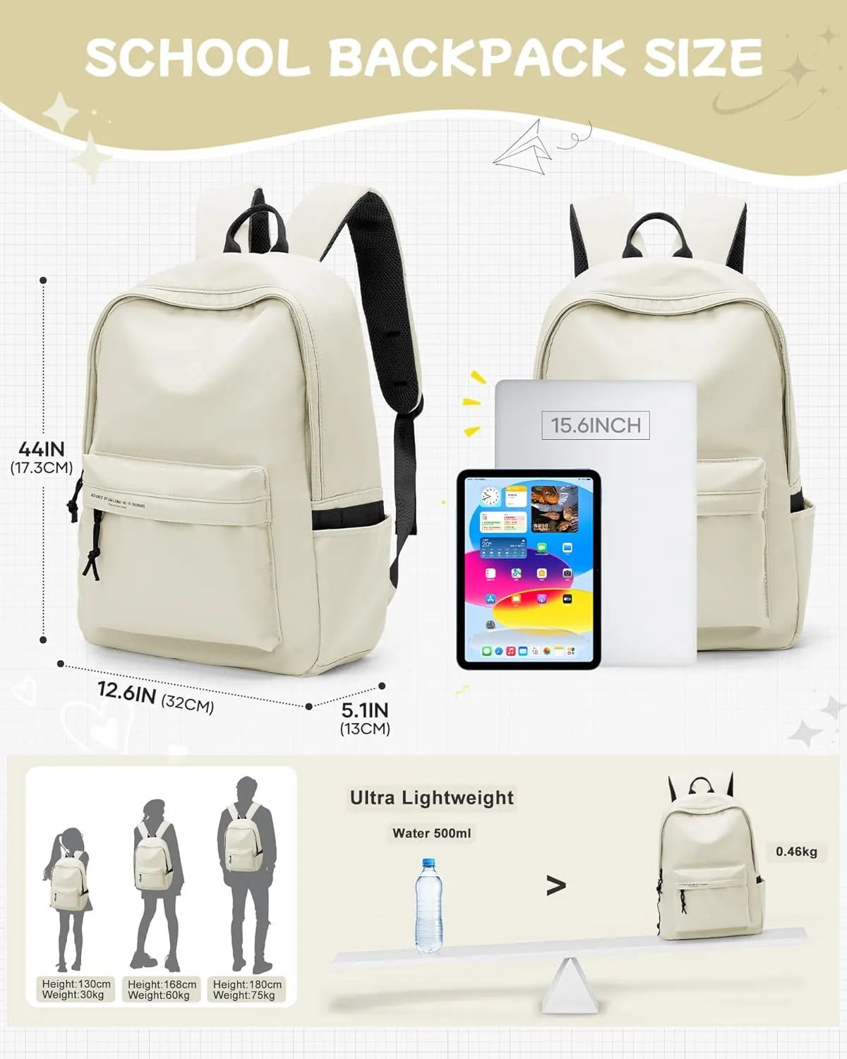 suradar School Backpack Middle High School Students Bookbag for Teens Girls Boy College Backpack for Women Men Casual Daypack