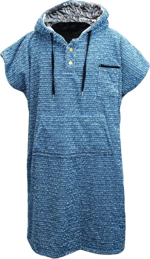 Surf Poncho/Adult Hooded Towel/Wetsuit Changing Robe - Charcoal Black/Indigo Blue; Saves a Sea Turtle's Life