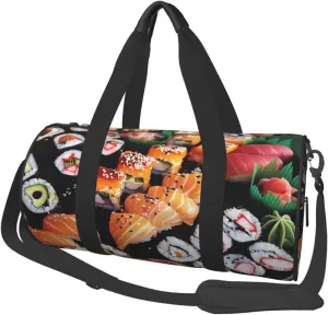 Sushi Printed Sports Gym Bag for Men Women Foldable Duffel Bag Carry On Weekender Bag for Travel Sports