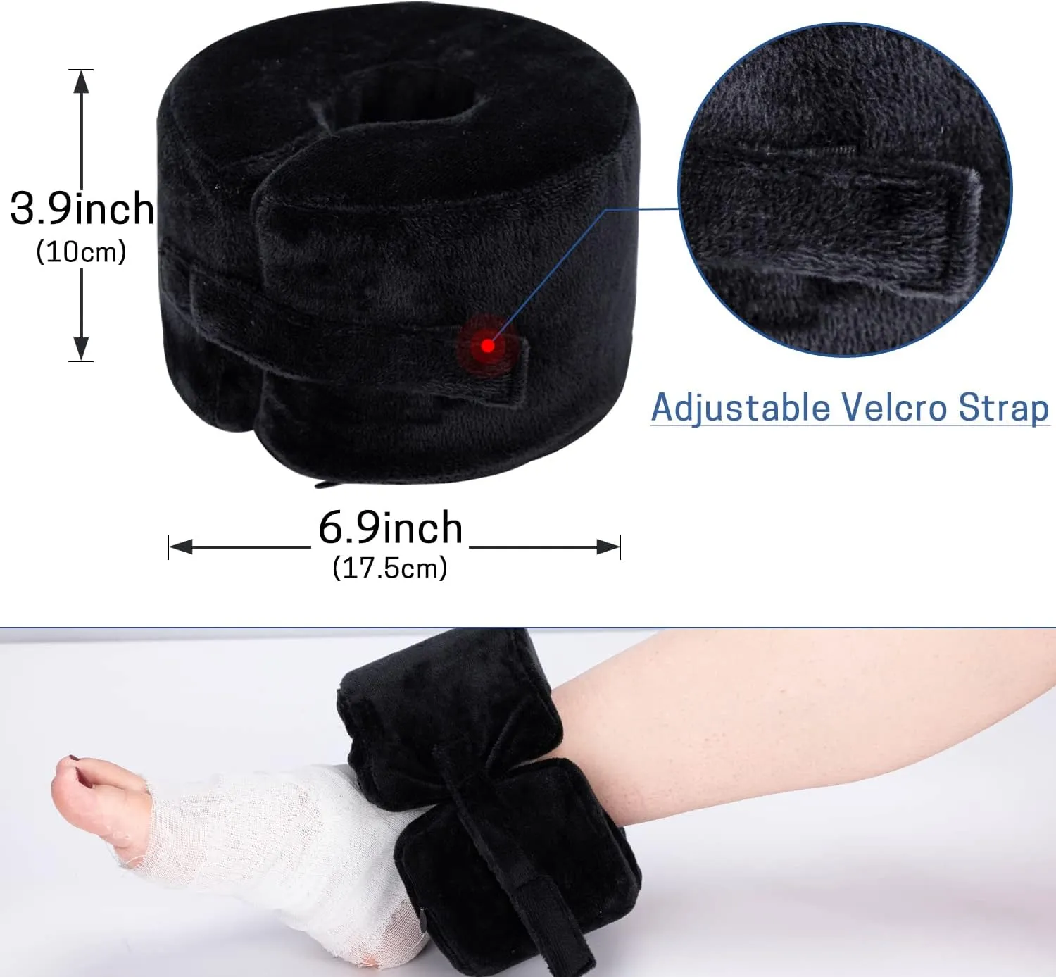 SWISSELITE Foot Support Pillow Ankle Protector Cushion Anti-Bedsore Zipper Removable Cover Foot Elevation Pillow Wedge Sleeping Rest Foot Stabilizer-Nursing Cushion for Heel Protection