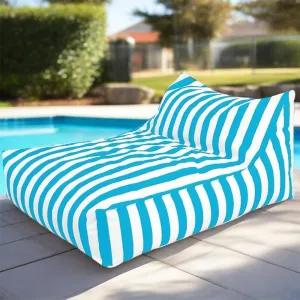 SXBCyan Bean Bags Floating Bean Bag for Pool- King Outdoor Waterproof Oxford Bean Bag Cover Floats Lounger No Filler Stripe Outdoor Beach Pouf Beanbag Sofa Bed(Skky Blue)
