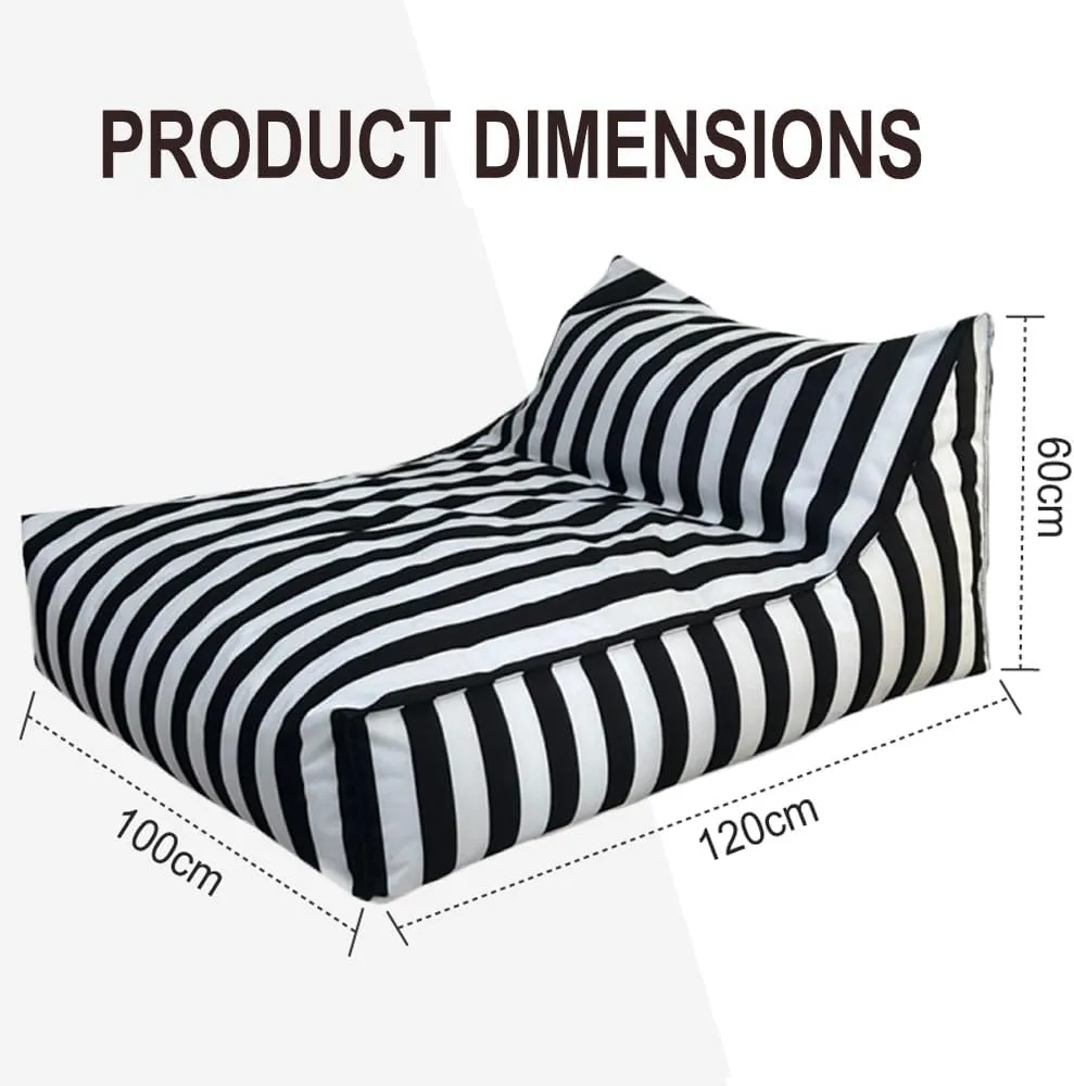 SXBCyan Bean Bags Floating Bean Bag for Pool- King Outdoor Waterproof Oxford Bean Bag Cover Floats Lounger No Filler Stripe Outdoor Beach Pouf Beanbag Sofa Bed(Skky Blue)