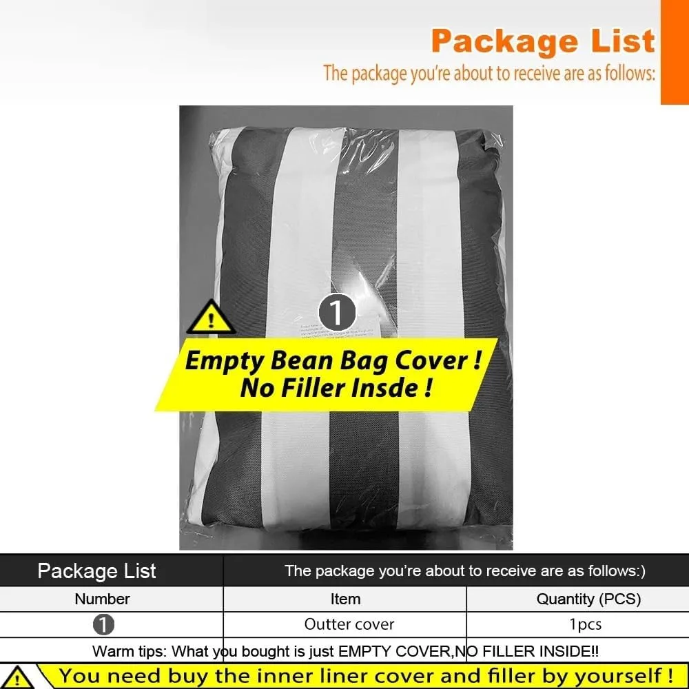 SXBCyan Bean Bags Floating Bean Bag for Pool- King Outdoor Waterproof Oxford Bean Bag Cover Floats Lounger No Filler Stripe Outdoor Beach Pouf Beanbag Sofa Bed(Skky Blue)