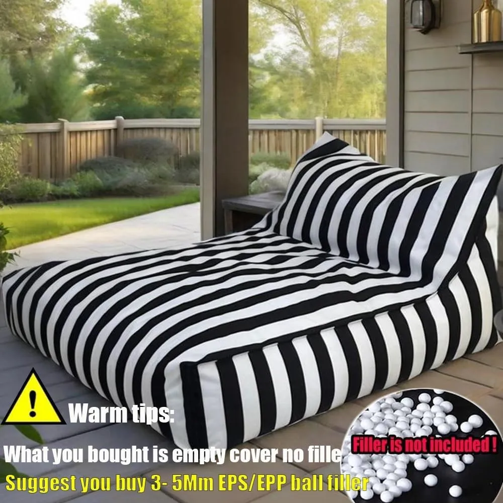 SXBCyan Bean Bags Floating Bean Bag for Pool- King Outdoor Waterproof Oxford Bean Bag Cover Floats Lounger No Filler Stripe Outdoor Beach Pouf Beanbag Sofa Bed(Skky Blue)