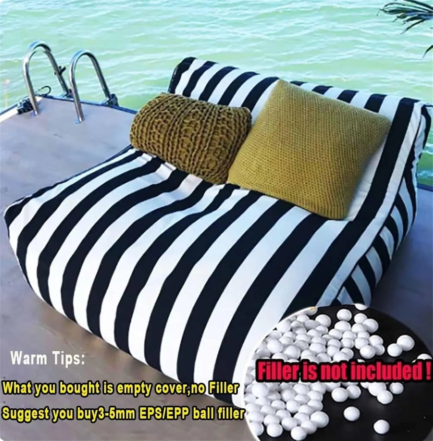 SXBCyan Floating Bean Bag for Pool - Outdoor Waterproof Bean Bag Chairs for Adults - Reusable Bean Bag for Swimming Without Filler Garden Beach Camp Beanbag Sofa Bed Puff Lounge(Light Gray)