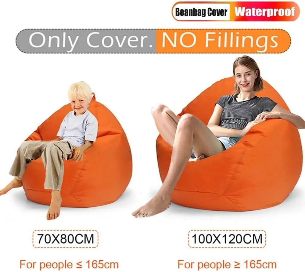 SXBCyan Floating Bean Bag for Pool,Bean Bag Chairs for Adults,Outdoor Waterproof Bean Bag Cover No Filler Garden Beach Camping Swimming Pool Floating Beanbag Pouf Chair Oxford(Orange,L-D80cm-cover)