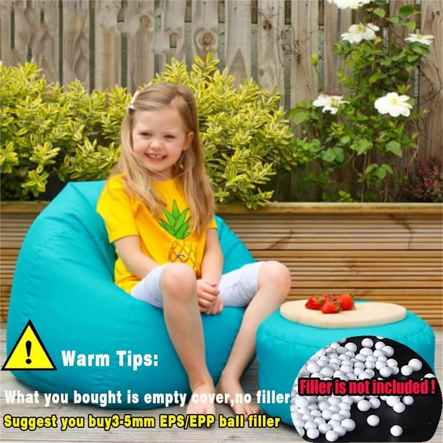 SXBCyan Waterproof Round Pouf Ottoman Stool No Filler Beanbag Indoor Outdoor Pouf Foot Stool Storage Ottoman for Garden Camp Beach Bean Bag Chair Footrest Stool Corner Seat Footstool(Sea Blue)