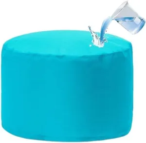 SXBCyan Waterproof Round Pouf Ottoman Stool No Filler Beanbag Indoor Outdoor Pouf Foot Stool Storage Ottoman for Garden Camp Beach Bean Bag Chair Footrest Stool Corner Seat Footstool(Sea Blue)