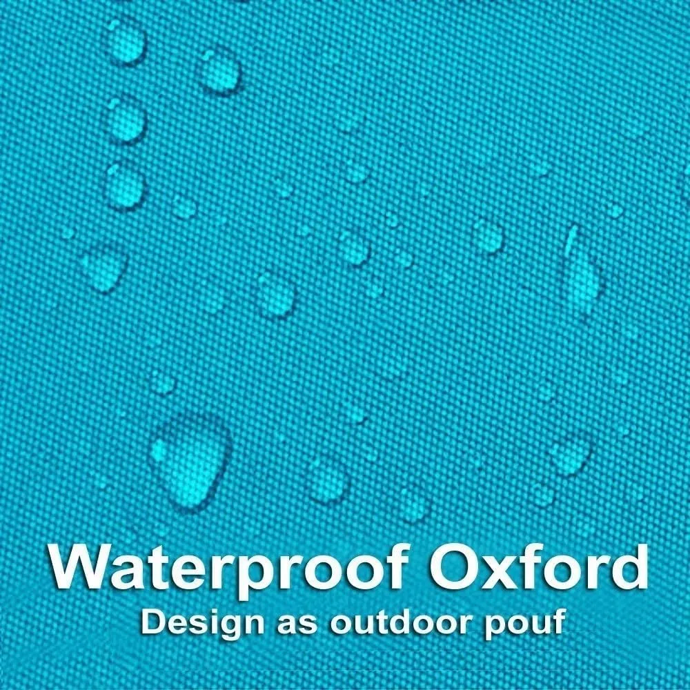 SXBCyan Waterproof Round Pouf Ottoman Stool No Filler Beanbag Indoor Outdoor Pouf Foot Stool Storage Ottoman for Garden Camp Beach Bean Bag Chair Footrest Stool Corner Seat Footstool(Sea Blue)
