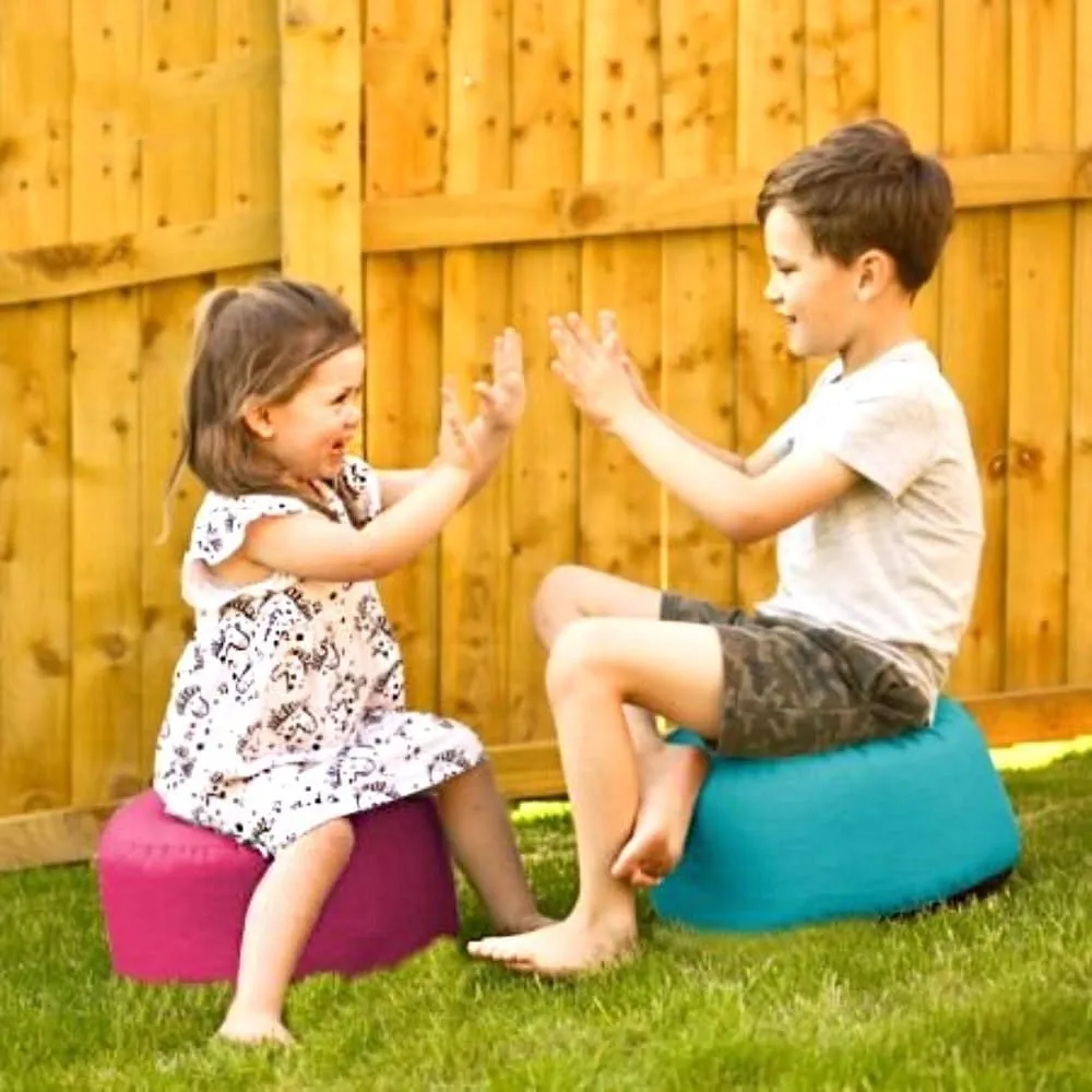 SXBCyan Waterproof Round Pouf Ottoman Stool No Filler Beanbag Indoor Outdoor Pouf Foot Stool Storage Ottoman for Garden Camp Beach Bean Bag Chair Footrest Stool Corner Seat Footstool(Sea Blue)