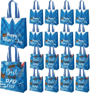 SYUCVQI 20 Pcs Happy Father's Day Gift Bags 10 * 8in Best Dad Ever Non-Woven Gift Bags with Handles for Fathers Day Presents Wrapping Party Supplies for Dad Grandpa Brother