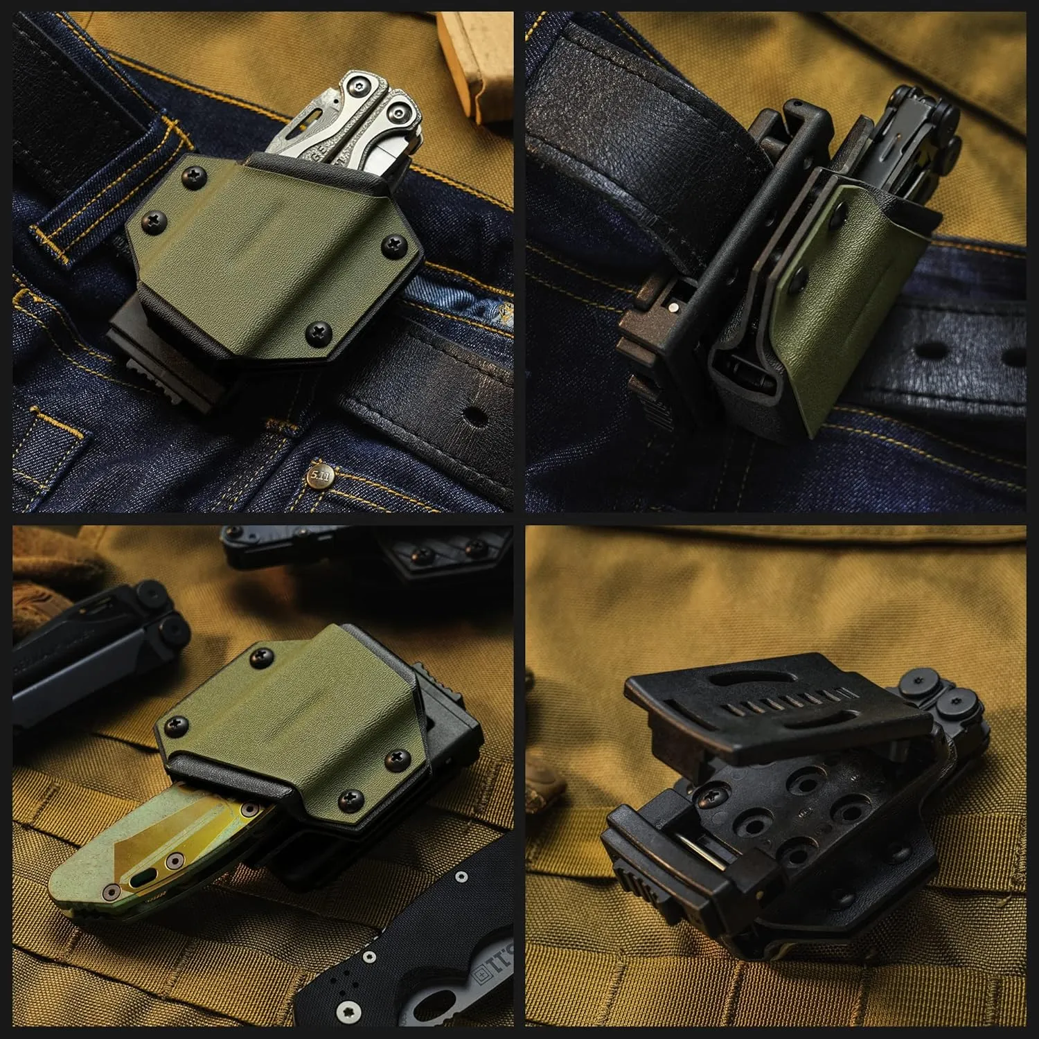 TACTICAL GEEK TX1Multi-Tool Sheath, EDC Multi Tool Sheath Holder Holster, Adjustable Sheath with Back Clip for Belt (Green), Multi-Tool not Included