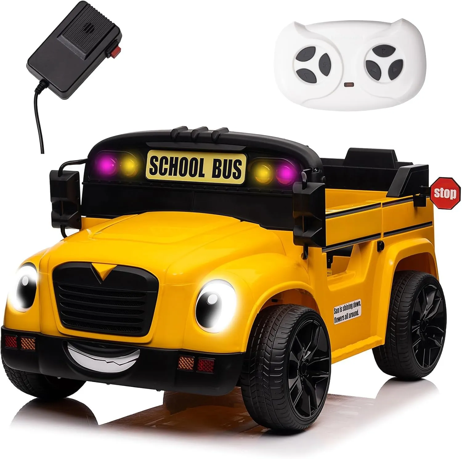 TAICO 24V School Bus Kids Ride on Powered Car Toy 4 Wheels Electric Truck Vehicle with Parent Remote Control Bluetooth Music Player Ride on Toys for Boys & Girls