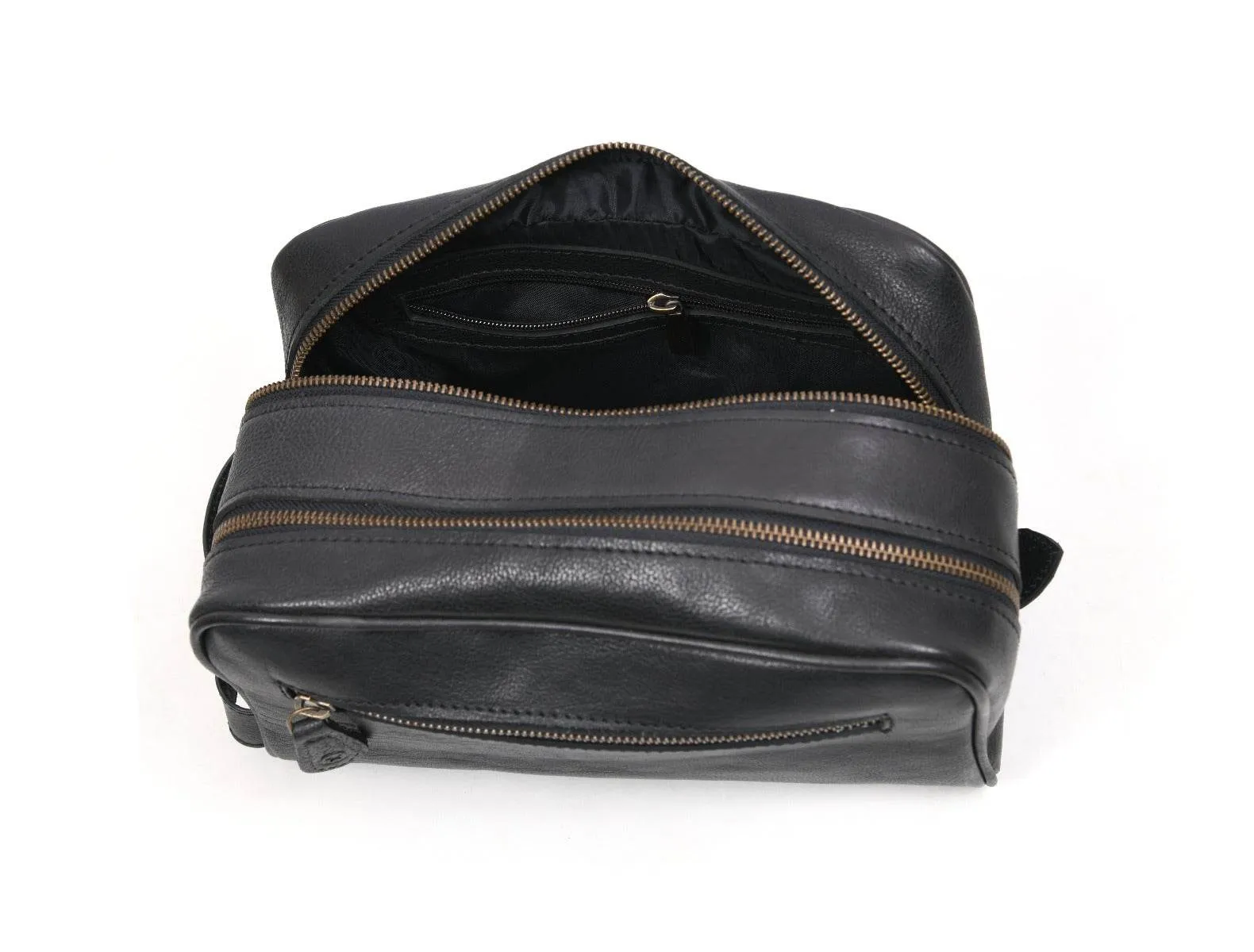 Tampa Leather Toiletry Bag - Raven Black
