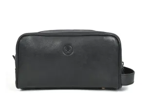 Tampa Leather Toiletry Bag - Raven Black