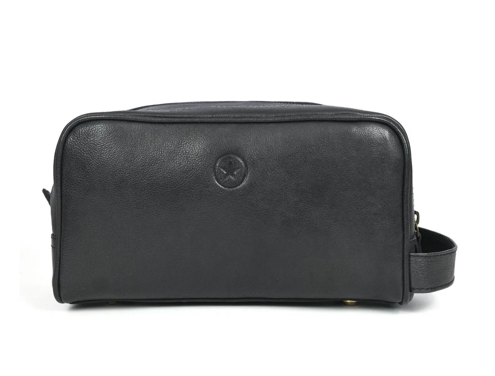 Tampa Leather Toiletry Bag - Raven Black