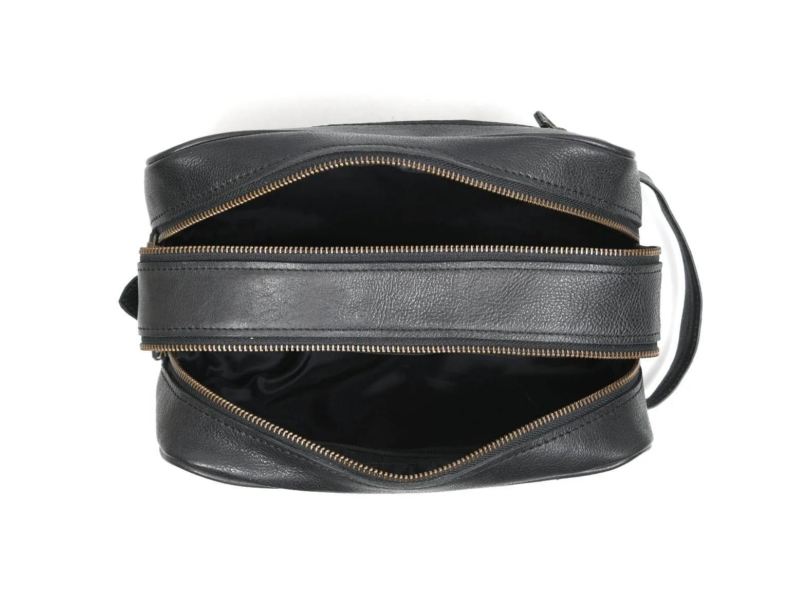 Tampa Leather Toiletry Bag - Raven Black