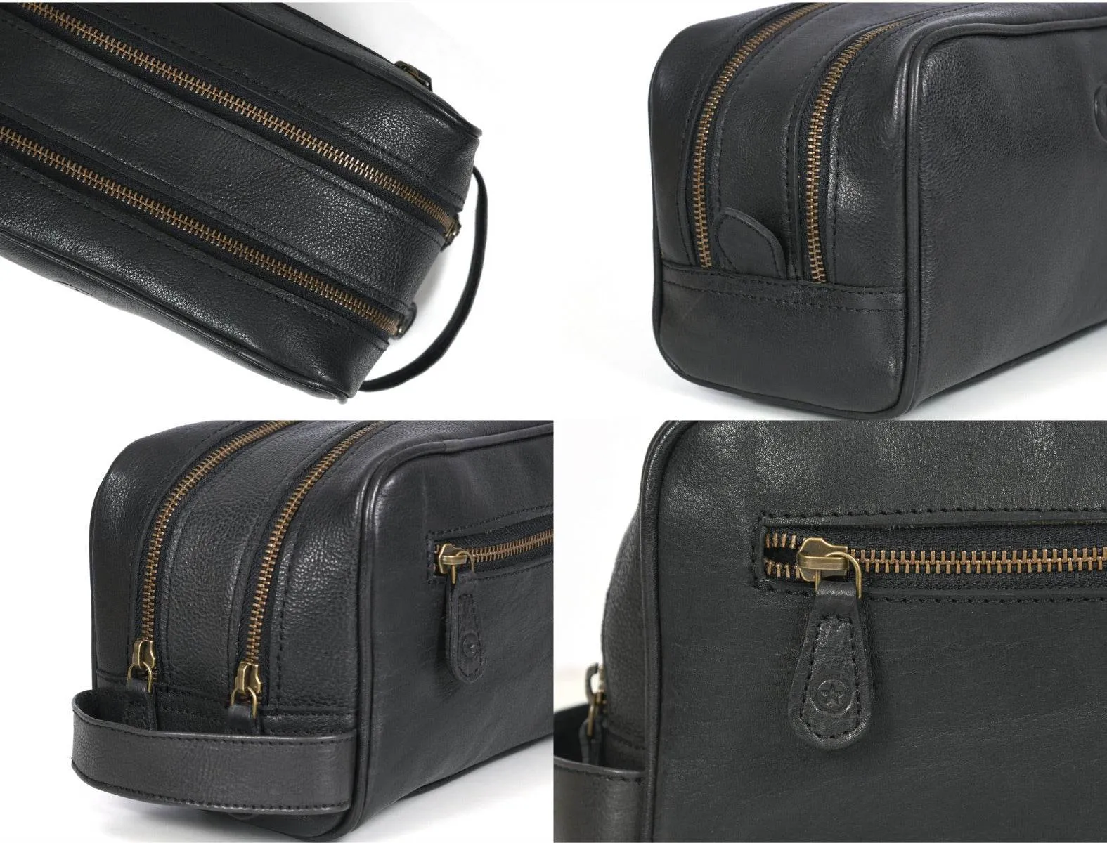 Tampa Leather Toiletry Bag - Raven Black